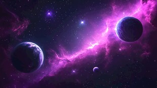 梦幻紫色系宇宙星球景观