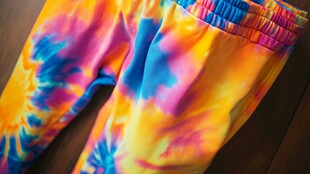 多彩扎染运动裤特写