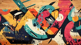 多彩街头风涂鸦艺术墙面