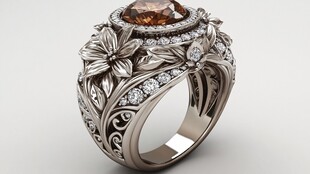 奢华花卉钻石镶嵌戒指