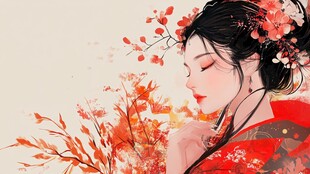 古风佳人赏秋景