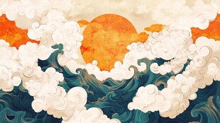 海上日出云海壮丽景观