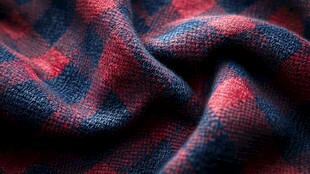 红黑格子织物纹理特写