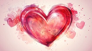 浪漫心形水彩背景图
