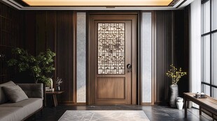 中式雅致入户门室内场景