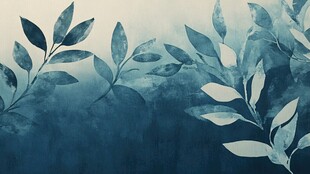 蓝绿色调叶形背景图案