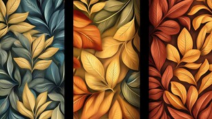 三色叶纹图案装饰画