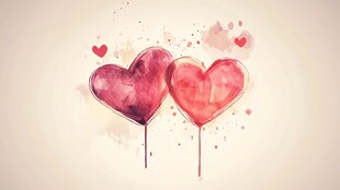 水彩爱心 浪漫爱意弥漫