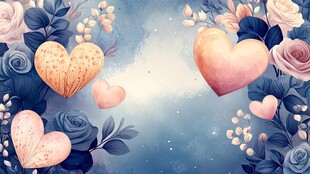 浪漫花卉爱心梦幻背景图