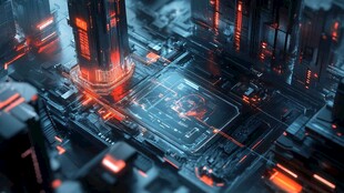 未来科技城市的酷炫夜景