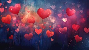 梦幻爱心气球背景图