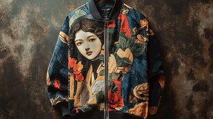 中式印花潮流飞行员夹克