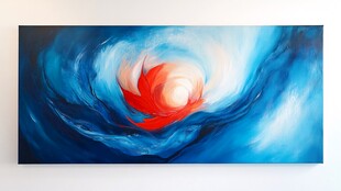 蓝色漩涡中的红色艺术之光