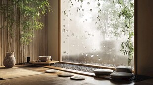 雨中禅意茶室静谧一角