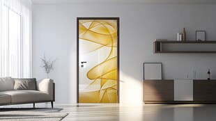 现代客厅中艺术花纹玻璃门