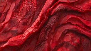 红色褶皱布料纹理特写