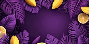 紫色叶间的柠檬清新画面