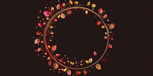秋季花卉环形装饰图案