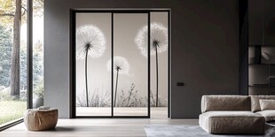 简约风客厅的蒲公英移门