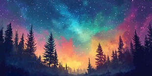 梦幻星空下的静谧森林