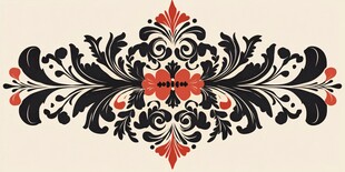 复古花卉对称装饰图案