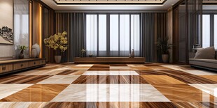 现代奢华客厅木地板效果图