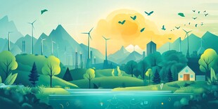 田园风光中的绿色能源景象