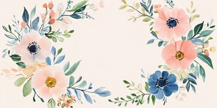 花卉水彩花环装饰图案