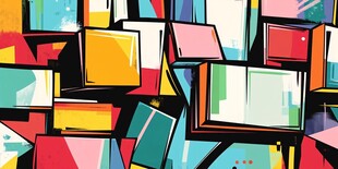 多彩方块构成的创意画面