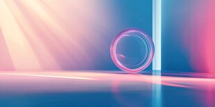 梦幻炫光中的透明圆环