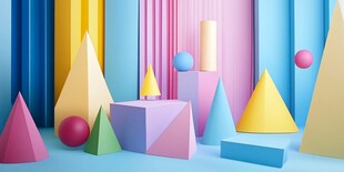 多彩几何立体摆件展示