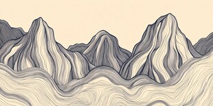 线条勾勒的起伏山峦