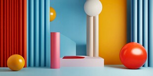 多彩几何立体场景展示