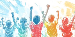 青春活力人群激情欢呼