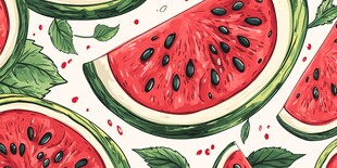 夏日西瓜切片清新插画