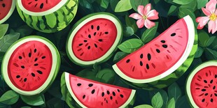 夏日西瓜插画 清新水果风