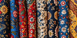 多彩花卉图案布料展示