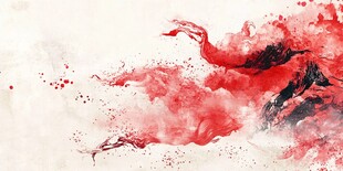 红色水墨泼墨艺术画面