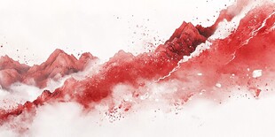 水墨红山景 诗意艺术风