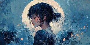 月下少女的静谧思绪
