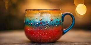 多彩陶瓷杯 水珠晶莹闪耀