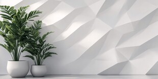 简约几何墙配清新绿植