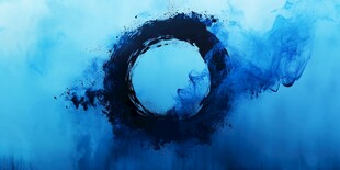 蓝色水墨环形梦幻艺术画面