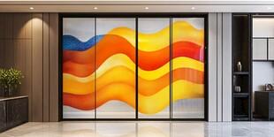 彩色波浪艺术玻璃隔断