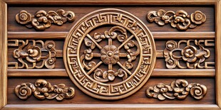 中式木雕花纹精致饰板