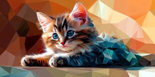 几何风格可爱小猫咪