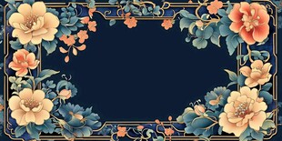 中式花卉边框 典雅背景图