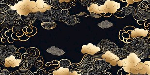 黑金祥云纹中式古典图案