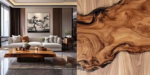 中式客厅与天然木纹板材