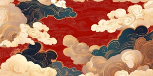 中式传统云纹红色背景图
